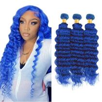 Pacotes de cabelo CNUMGunm Blue Deep Wave 12 14 16 polegadas 300g