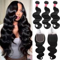 Pacotes de cabelo com fecho Body Wave 12A Brazilian Virgin Pacotes de cabelo com fecho Body Wave 12A Brazilian Virgin