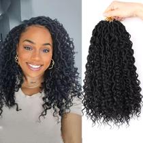 Pacotes de cabelo de crochê Goddess Locs para mulheres negras, 14 cm, 1B