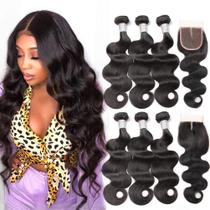 Pacotes de cabelo e fecho Beauty Princess Body Wave 10A Brazilian
