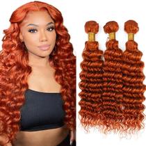 Pacotes de cabelo Fridnae 350 Deep Wave Ginger & Orange 22-26 polegadas