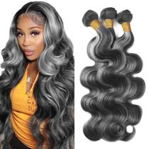 Pacotes de cabelo Fridnae Highlight P1b Grey Body Wave 50 cm 3 pacotes Pacotes de cabelo Fridnae Highlight P1b Grey Body Wave 50 cm 3 pacotes