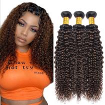 Pacotes de cabelo Fridnae PB130 Curly Wave 35-45cm Ombre Brown