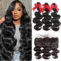 Pacotes de cabelo + Frontal YIBUSI 12A Brazilian Body Wave 70-76cm Pacotes de cabelo + Frontal YIBUSI 12A Brazilian Body Wave 70-76cm