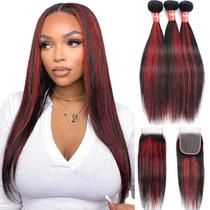 Pacotes de cabelo haha Highlight Red 1B/99J Burgundy Ombre 16-20cm