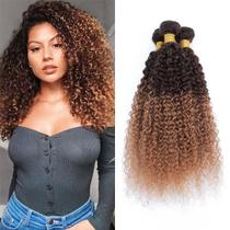Pacotes de cabelo Hiaplame Ombre Dark Brown Kinky Curly 8A 100% cabelo humano virgem brasileiro T4/30 40-75 cm 300g