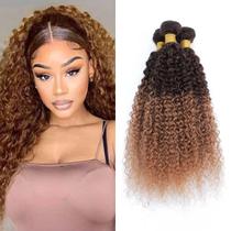 Pacotes de cabelo Hiaplame T4/30 Light Brown Kinky Curly 20-30cm