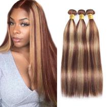 Pacotes de cabelo humano Ombre P33/613 Pacotes retos 18 20 22 polegadas, cor brasileira de dois tons, 33, marrom misturado com 613 pacotes loiros, extensões de cabelo, 613 pacotes retos, feixes vermelho-cobre