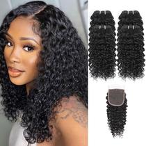 Pacotes de cabelo JTDebade Kinky Curly 30 cm Cabelo humano x4 + fecho