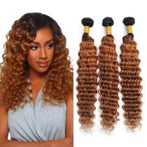 Pacotes de cabelo MAMART Ombre Brown Deep Wave 100% brasileiros