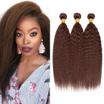 Pacotes de cabelo NiegMeag Dark Brown Yaki Straight 50-60cm Pacotes de cabelo NiegMeag Dark Brown Yaki Straight 50-60cm