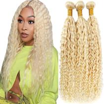 Pacotes de cabelo QEUOPE Color 613 Honey Blonde Deep Wave 3x (40-50cm)