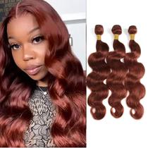 Pacotes de cabelo QEUOPE Copper Body Wave 3 Bundles Color 33 Red