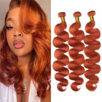 Pacotes de cabelo QEUOPE Orange Body Wave 24 polegadas Remy Human Hair