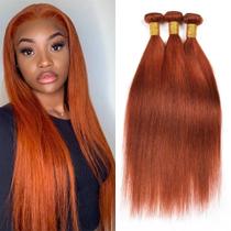 Pacotes de cabelo QEUOPE Orange Color 350 8a Grade 22 24 26 polegadas