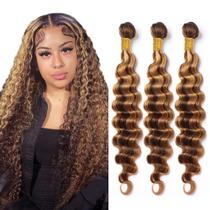 Pacotes de cabelo QEUOPE P4/27 Deep Curly Brazilian Human Hair