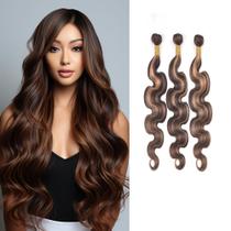 Pacotes de cabelo QEUOPE P4/30 Two Tone Brown Ombre 60-70cm 3 pacotes