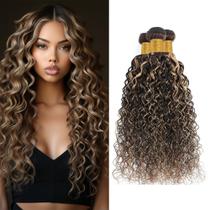 Pacotes de cabelo QEUOPE P4/613 Highlight Blonde Kinky Curly