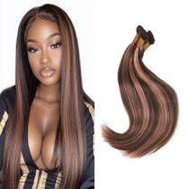 Pacotes de cabelo QEUOPE P430 Cabelo humano reto 40-50 cm marrom