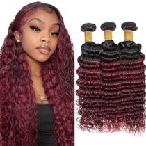 Pacotes de cabelo Raivide 1B99J Ombre Red Deep Wave 35-45cm