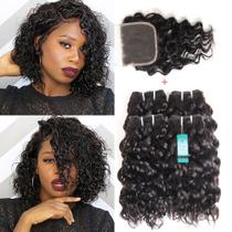 Pacotes de cabelo UDU Water Wave com fecho de renda 12A 50g