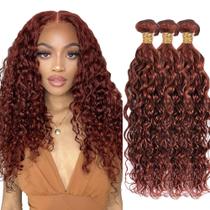 Pacotes de cabelo ZevPiul Water Wave 3 Pacotes de 35 a 90 cm, marrom avermelhado