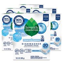 Pacotes de detergente para lava-louças Seventh Generation x6 20 abas Pacotes de detergente para lava-louças Seventh Generation x6 20 abas