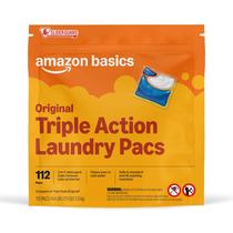 Pacotes de Detergente para Roupa Amazon Basics Ação Tripla 112 unidades