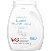 Pacotes de detergente para roupa Amazon Basics, hipoalergênicos, 120 unidades