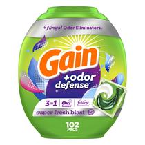 Pacotes de detergente para roupa Gain Flings Odor Defense 102 unidades