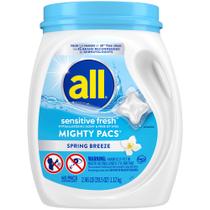 Pacotes de detergente para roupa, todos sensíveis, frescos, 60 unidades