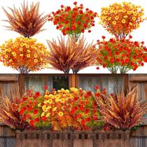 Pacotes de flores artificiais de outono TURNMEON 20 para decoração ao ar livre Pacotes de flores artificiais de outono TURNMEON 20 para decoração ao ar livre