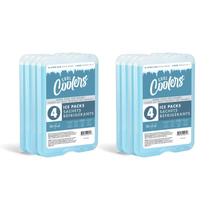 Pacotes de gelo Fit + Fresh Cool Coolers reutilizáveis XL, 8 unidades, azul transparente