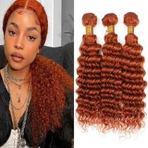 Pacotes de gengibre: cabelo humano, 350 pacotes, laranja, ondas profundas, pacotes de cabelo humano, cor 350, pacotes encaracolados profundos humanos, pacotes úmidos e ondulados, sedosos e macios, 20, 22, 24 polegadas