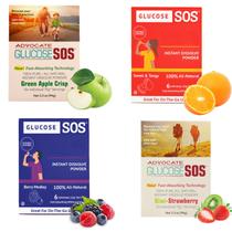 Pacotes de glicose Glicose SOS de absorção rápida 4 sabores 24 porções Pacotes de glicose Glicose SOS de absorção rápida 4 sabores 24 porções