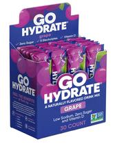 Pacotes de pó de hidratação GoHydrate Low Sodium Grape 30 pacotes