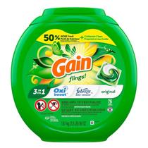 Pacotes de sabão em detergente para roupa Gain flings Original 76 unidades