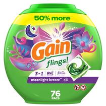 Pacotes de sabão em pó Gain flings Moonlight Breeze 76 ct