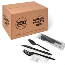 Pacotes de talheres de plástico Supellectilem 250 Knife Fork Spoon