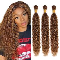 Pacotes de tecelagem de cabelo QEUOPE Ombre Brown/Blonde Kinky Curly 25-35 cm