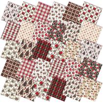 Pacotes de tecido FuWeave Vintage Poinsettia Christmas 25x25cm