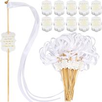 Pacotes de varinhas de casamento Ribbon Janinka 100 com palitos e sinos brancos