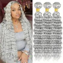 Pacotes Hair Weave Leruikair Silver Grey Body Wave 3 de 35 a 45 cm