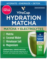 Pacotes Instantâneos de Hidratação Matcha VitaCup com Eletrólitos (10 Unidades)