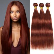 Pacotes marrons avermelhados Cabelo humano 33 feixes retos 22 24 24 26 polegadas, cobre, vermelho, marrom, feixes retos, extensões de cabelo Remy brasileiras de trama dupla, feixes ruivos sedosos e macios