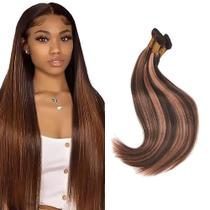 Pacotes retos Ombre Brown P430 Pacotes de cabelo humano destacam pacotes de tecido reto marrom de dois tons de marrom escuro misturado com a cor 30 pacotes marrons para mulheres negras 22 24 26 polegadas