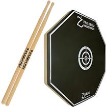 Pad Estudo Bateria 12 Polegadas Handmade Zaidans Com Par Baquetas Vanguarda 6a Natural