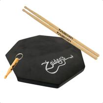Pad Estudo Bateria Percussão 20cm Ou 8 Polegadas Zaidans Com Par Baquetas Vanguarda 6a Spanking