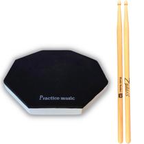 Pad Estudo Bateria Praticável 150mm + Par Baquetas 5B Basic Series Zaidan's - Practice Music