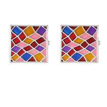 Padrão de mosaico de esmalte Cuff Links para homens, geométrico colorido Padrão de mosaico de esmalte Cuff Links para homens, geométrico colorido